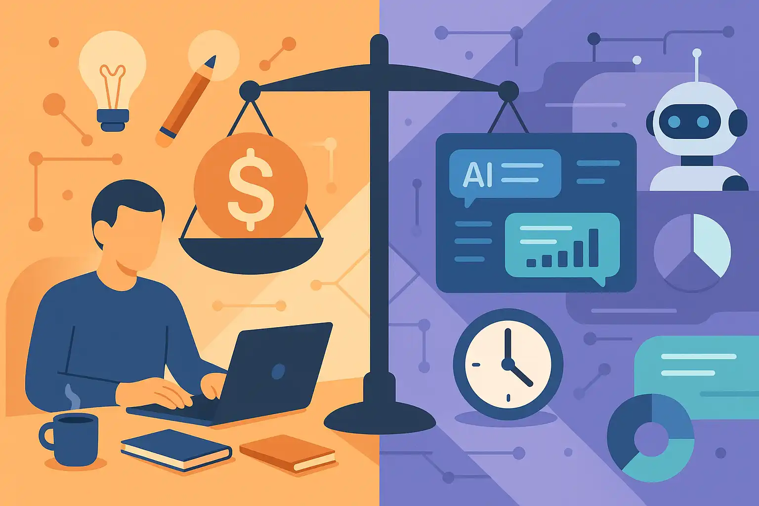 IA générative vs Copywriting traditionnel : analyse coûts-bénéfices 2025